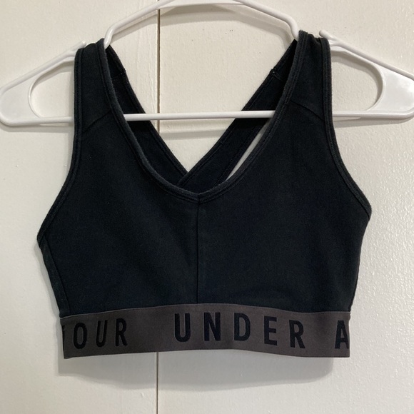 UNDER ARMOUR Racer Back Black Gray Trim Sports Exercise Running Bra Womens Small - Picture 10 of 13